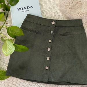 Green Corduroy Mini Skirt